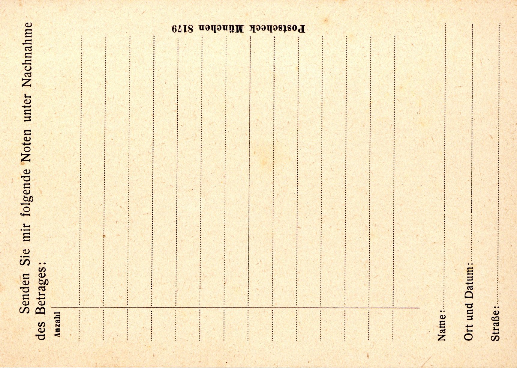 Bestellkarte Hoenes hinten